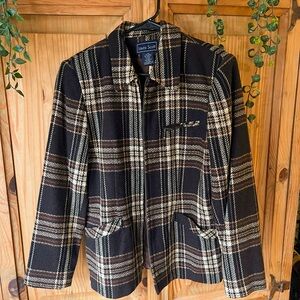 Laura Scott Checkered Vintage Wool Jacket in Brown and Black